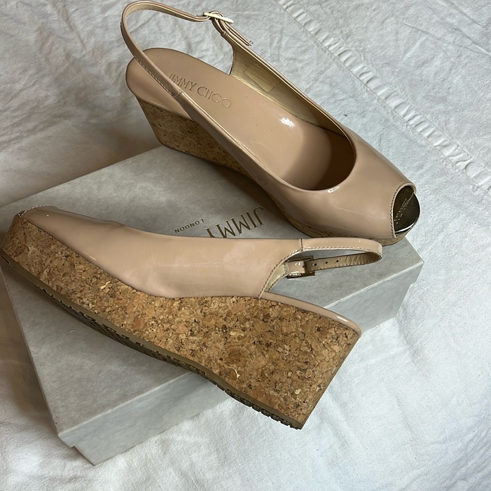 Jimmy Choo patent leather sling backs